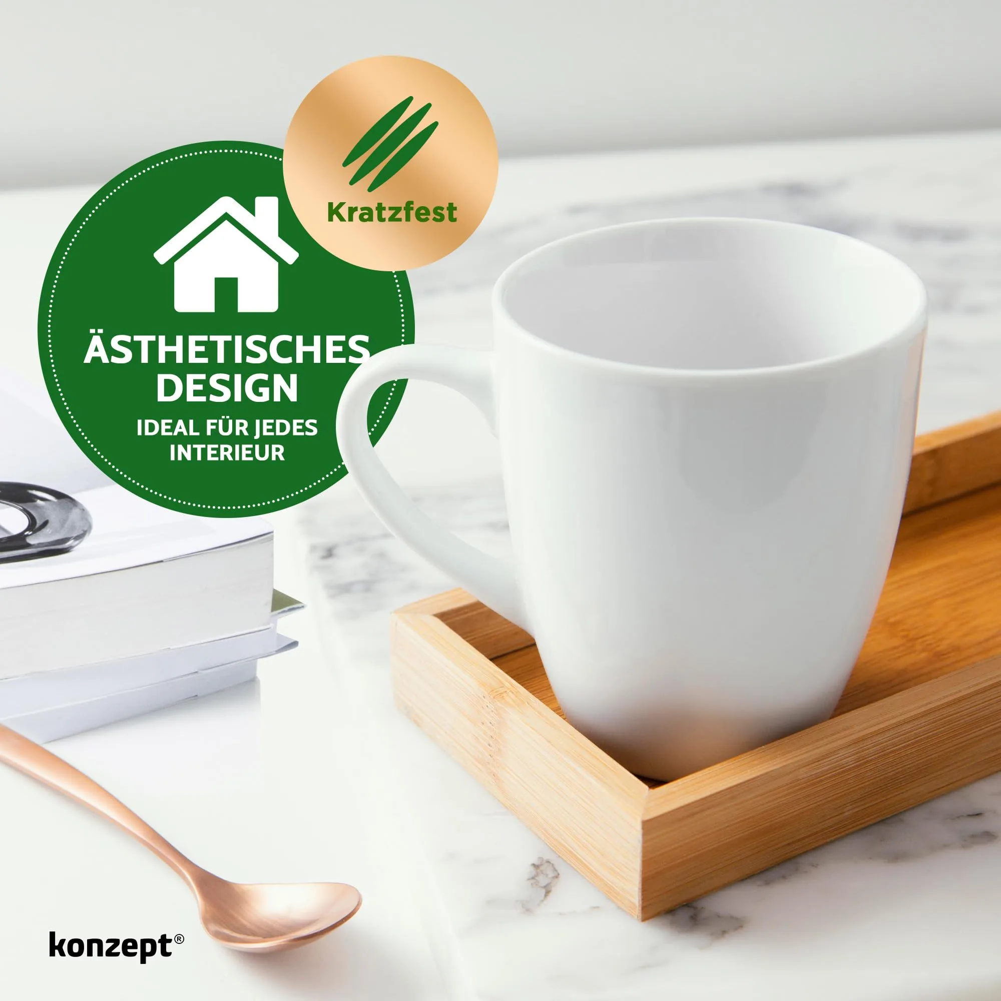 Kaffeebecher aus Porzellan 300 ml, Kaffeetassen Set 6er, Tassen zum Bemalen mit Henkel, Teetassen in Weiß