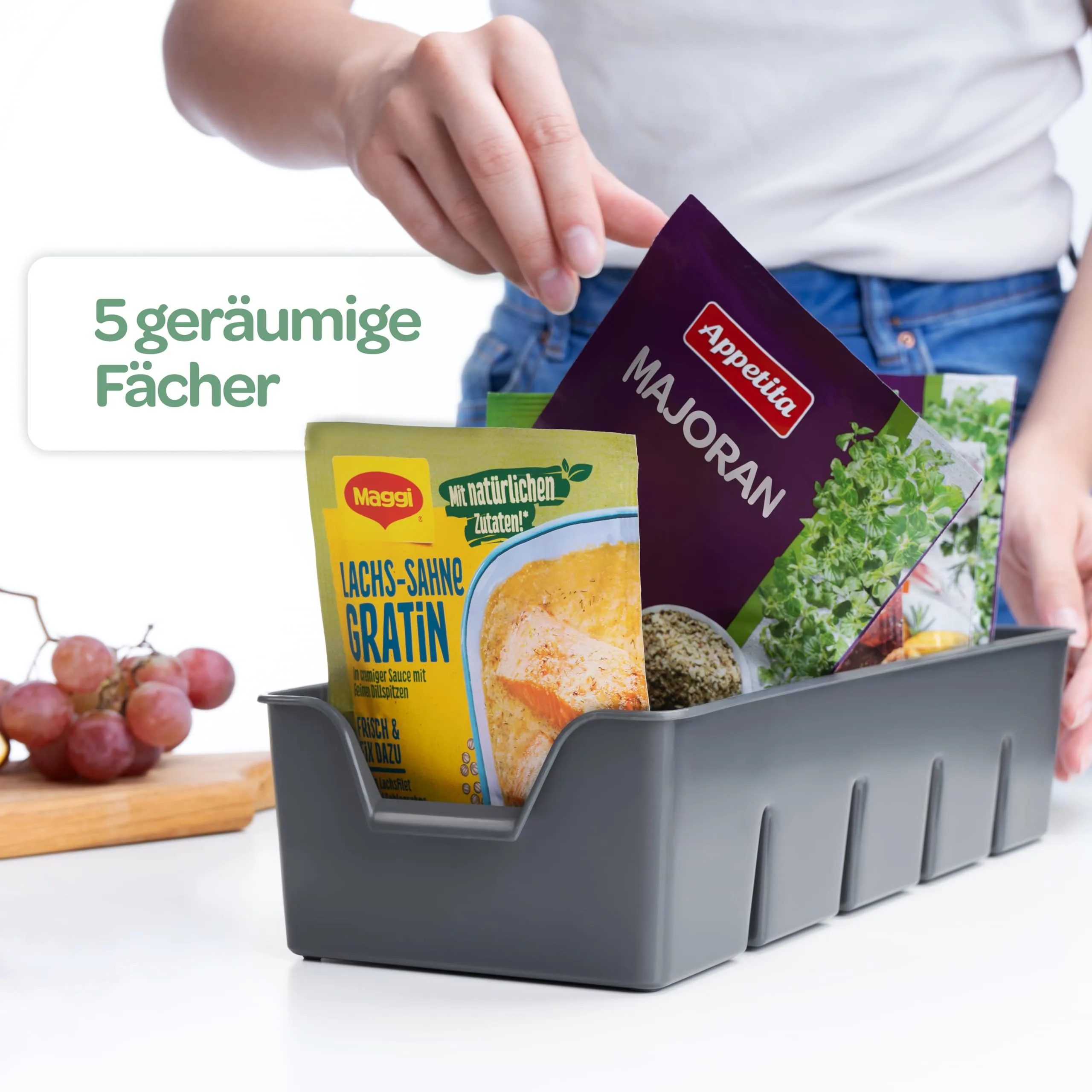 Gewürz Organizer für Schrank, Stapelbarer Gewürze Aufbewahrung, Gewürzbehälter aus Plastik, Gewürzorganiser Küche, Farben zur Wahl Grün 2er Set