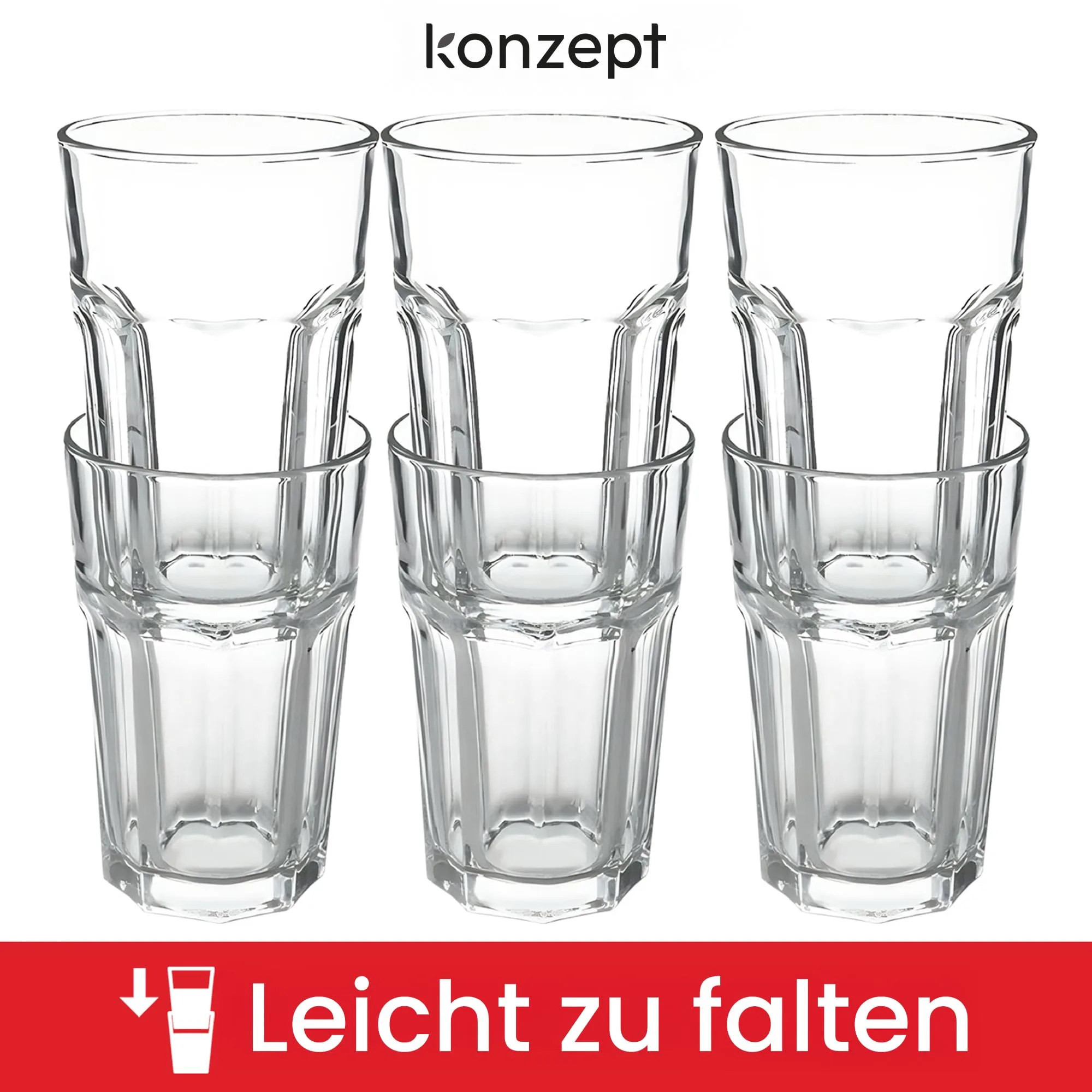 Hochwertige Gläser Set, 270 ml, Trinkgläser kristallklar 6er Set